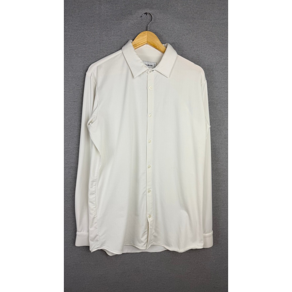 Mizzen + Main Spinnaker White Trim Fit Dress Shirt BL-S-1001 Large